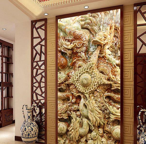 玉雕背景墙,岫岩玉雕背景墙