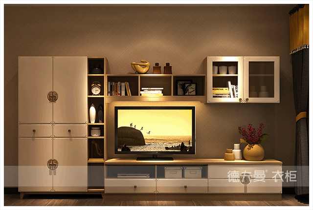 客厅电视柜最新款效果图实用,鞋柜酒柜客厅电视柜一体效果图