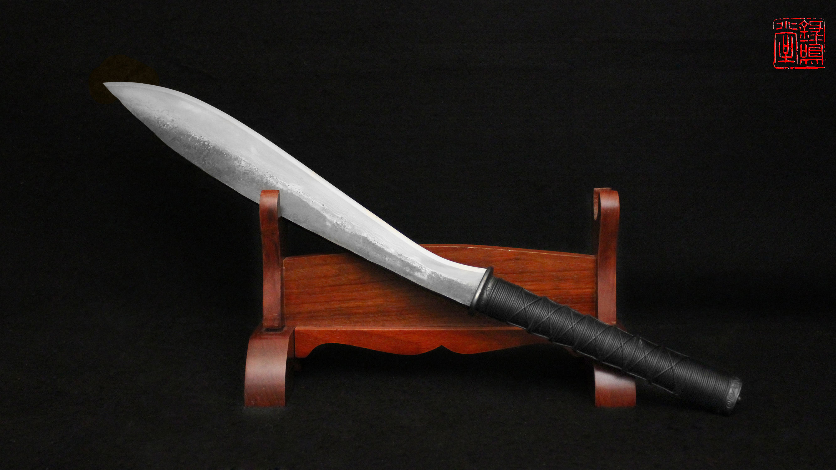 百炼花纹钢爪刀,锻钢狗腿刀