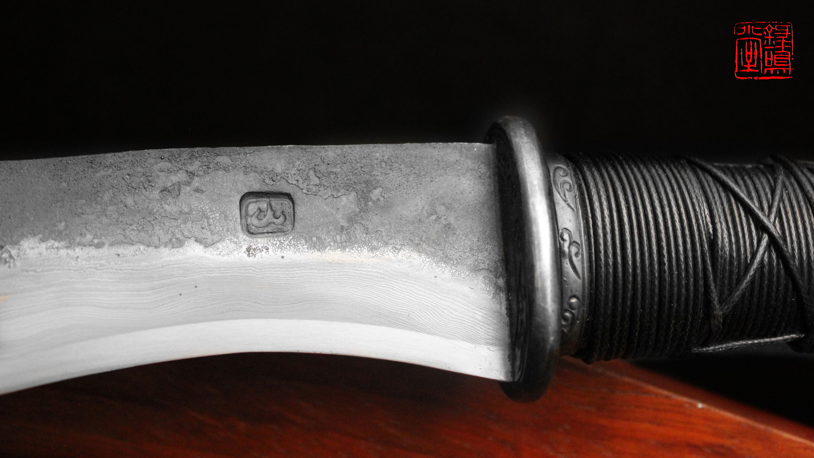 百炼花纹钢爪刀,锻钢狗腿刀