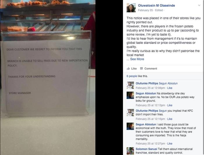 我在尼日利亚的KFC里点了薯条,结果拿到的却是...