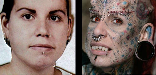 35岁女子整容成“吸血鬼”,头部植入4块钛合金犄角,女儿好怕