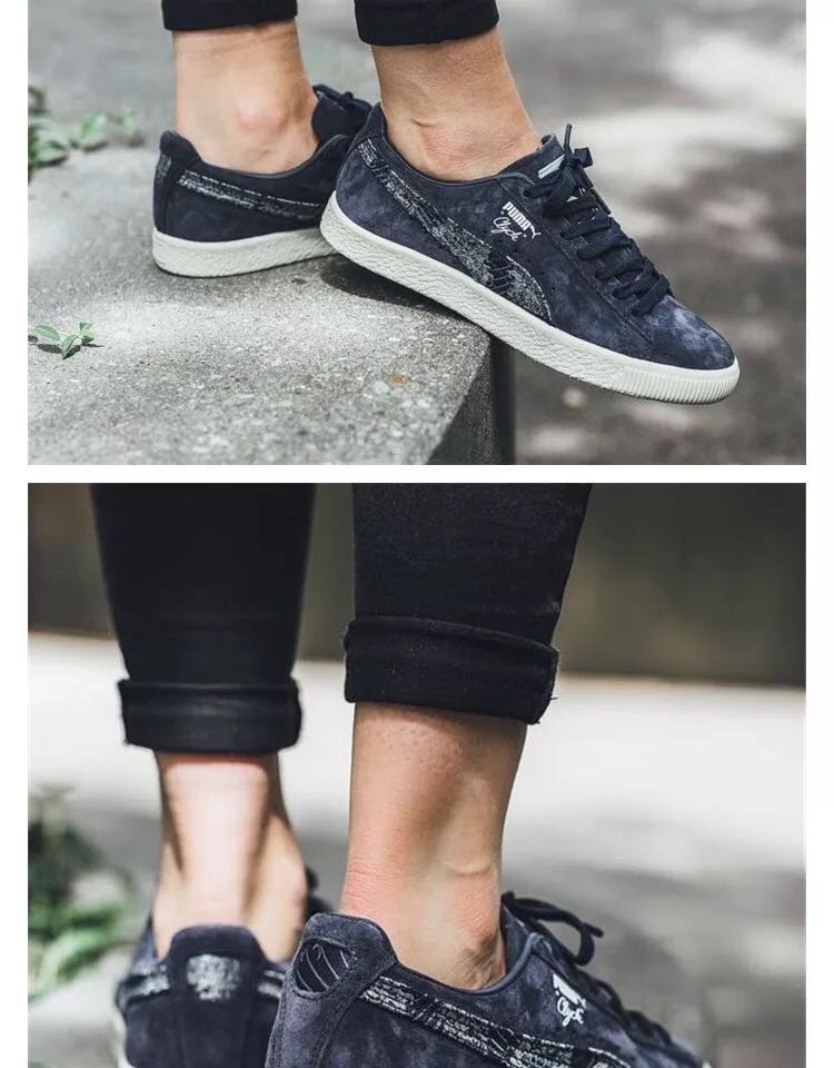 PUMAClyde系列复古板鞋MarineDay深蓝浪花