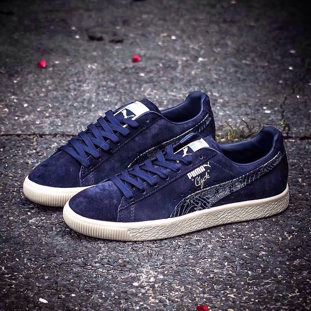 PUMAClyde系列复古板鞋MarineDay深蓝浪花