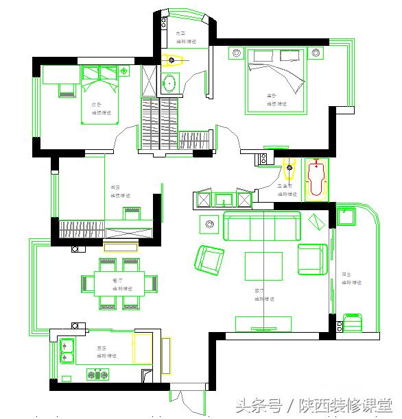 120平美式三房装修,120平3室2厅2卫中式