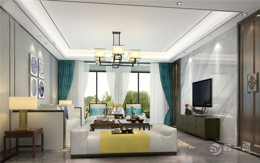 88平米三室一厅装修新中式,山水天成150平超大三居室