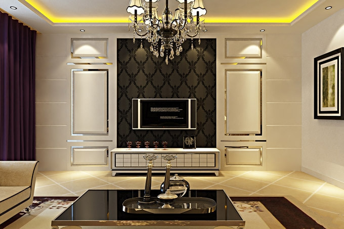 现代简约最省钱电视背景墙效果图,2022现代简约电视背景墙效果图