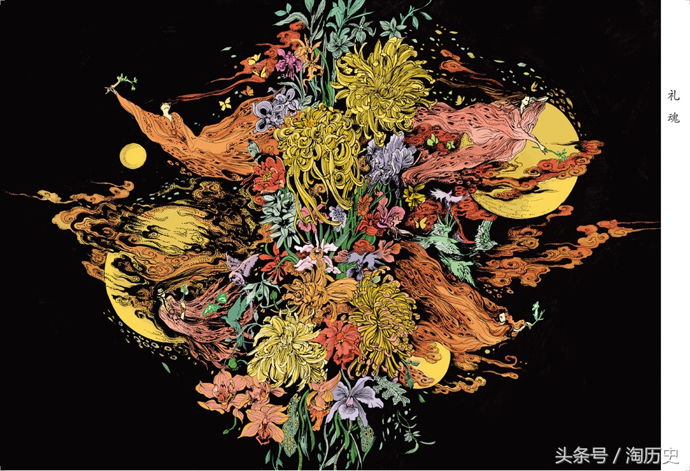 90插画师以200幅作品绘制诗经,最美楚辞的插画