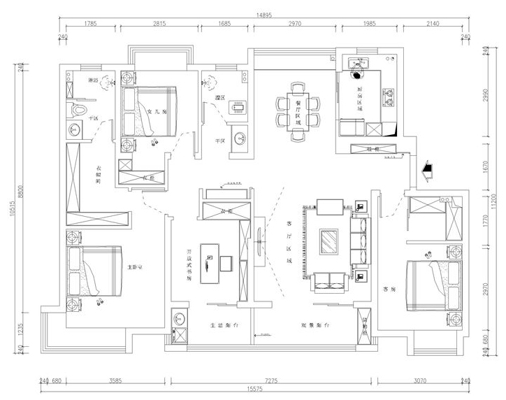 整个走廊来收纳,襄阳绿地广场三期效果图,170平现代四居半包9万