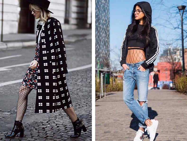 时尚的渔网装,渔网潮酷穿搭