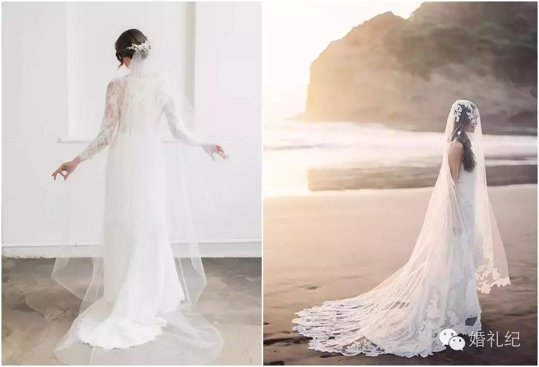 长拖尾婚纱可以戴短头纱吗,拖尾婚纱头纱怎么搭配