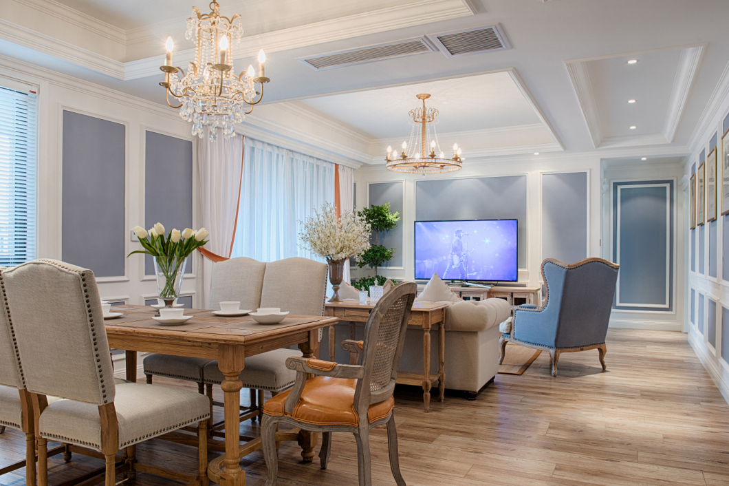 郑州南熙福邸130平混搭，优雅的紫色、怡人的浅绿色打造完美婚房