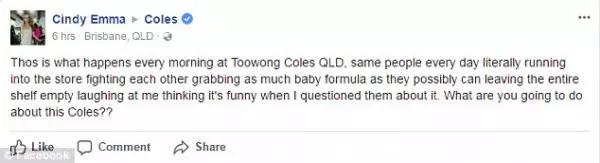 疑澳洲华人妈妈组团在Coles狂扫奶粉！引发当地民愤