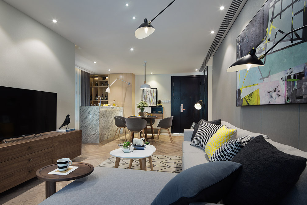 江阴市120平米三室一厅装修轻奢风,江阴102平米欧式装修风格