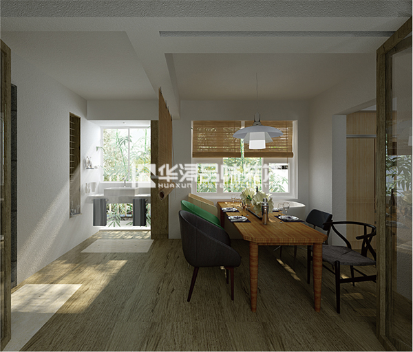 连廊天井南北通透,采光天井连通客厅