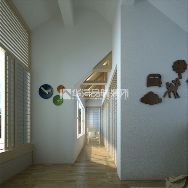 连廊天井南北通透,采光天井连通客厅