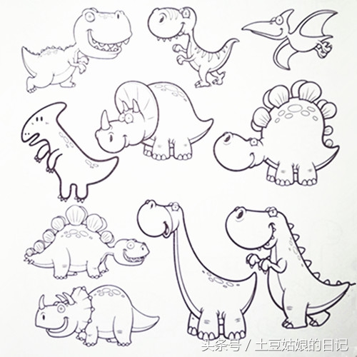土豆姑娘的日记027-简笔画之森林里的动物朋友们3（蜗牛恐龙）