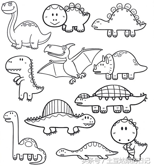 土豆姑娘的日记027-简笔画之森林里的动物朋友们3（蜗牛恐龙）