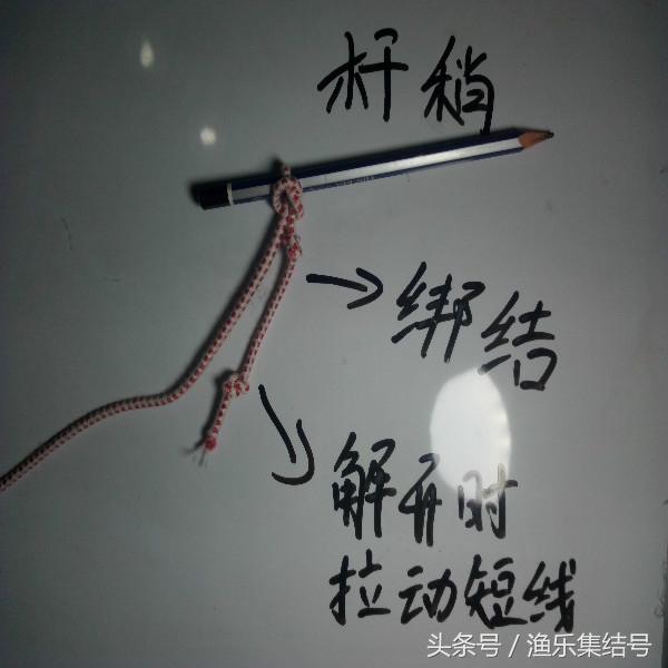 钓鱼主线绑竿稍绳结打法,主线与鱼竿竿稍的另类绑法