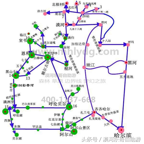 漠河景点大全漠河旅游包车攻略农家院旅游