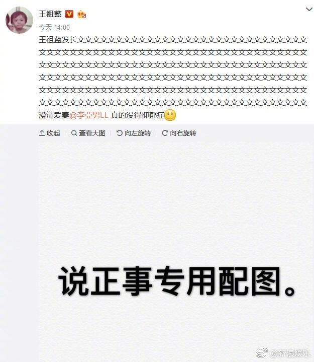 王祖蓝微博事件,王祖蓝最新发文