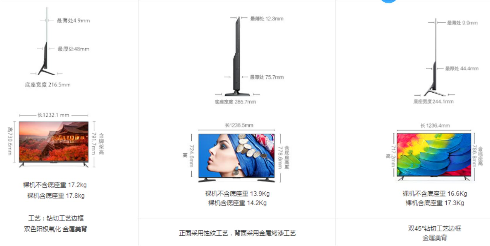 小米全面屏电视pro55英寸e55s,小米55英寸电视多少厘米