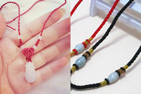 项链绳串珠打结全教程,项链绳结尾打结方法