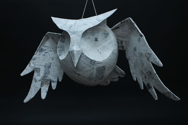 猫头鹰钟表手工制作,猫头鹰树叶手工贴画