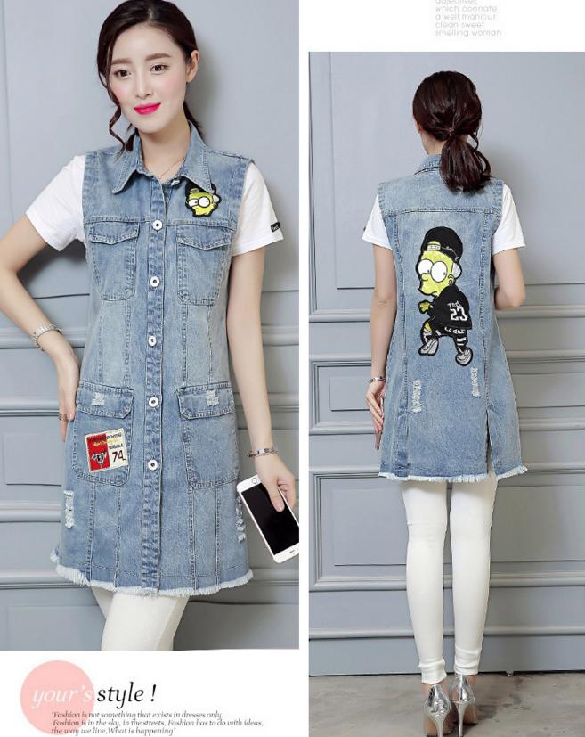 春季牛仔马甲,牛仔宽松时尚马甲