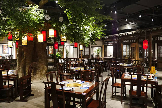 餐饮现代徽派设计,徽派饭店装修效果图180平方