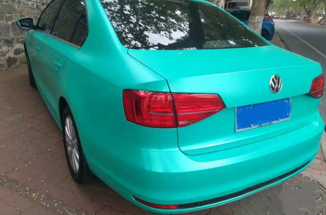 大众速腾电光金属银车膜改色,速腾改色贴膜冰川蓝