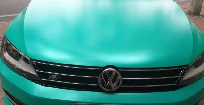 大众速腾电光金属银车膜改色,速腾改色贴膜冰川蓝