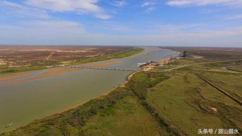 黄河入海的壮观景象航拍,航拍黄河瀑布全景图