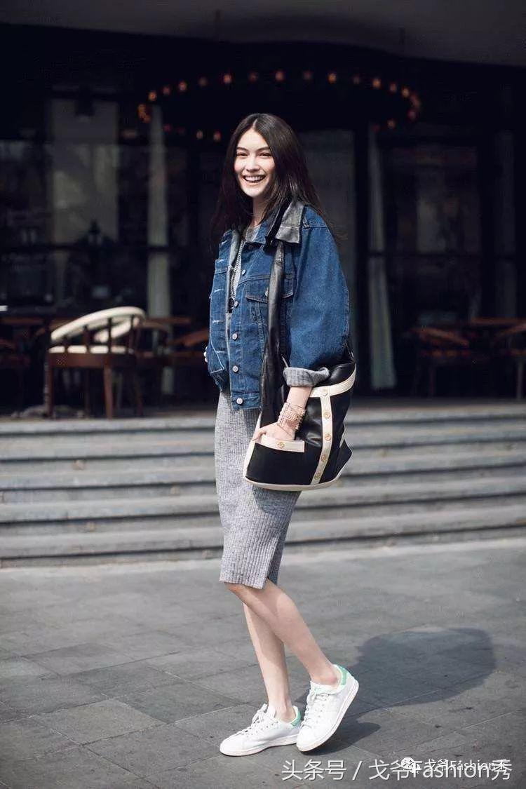 最新大表姐刘雯穿搭鞋子,刘雯真皮小白鞋广告