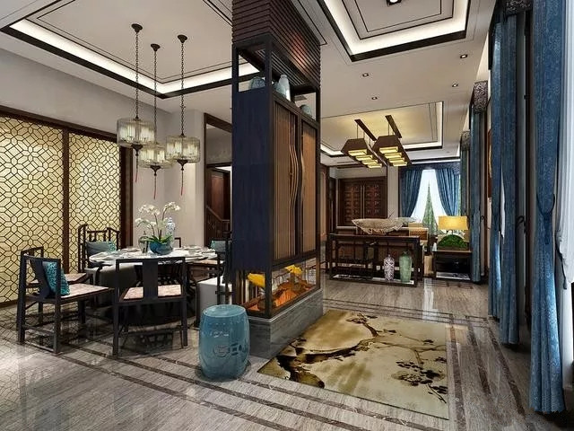 太原华洲装修效果图,复式500平方米现代新中式装修