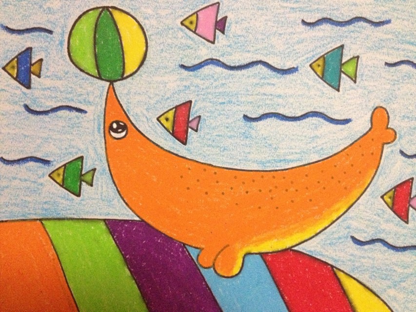 儿童画创意画8-10岁女孩马克笔,儿童创意儿童画4-6岁鲨鱼吃小鱼