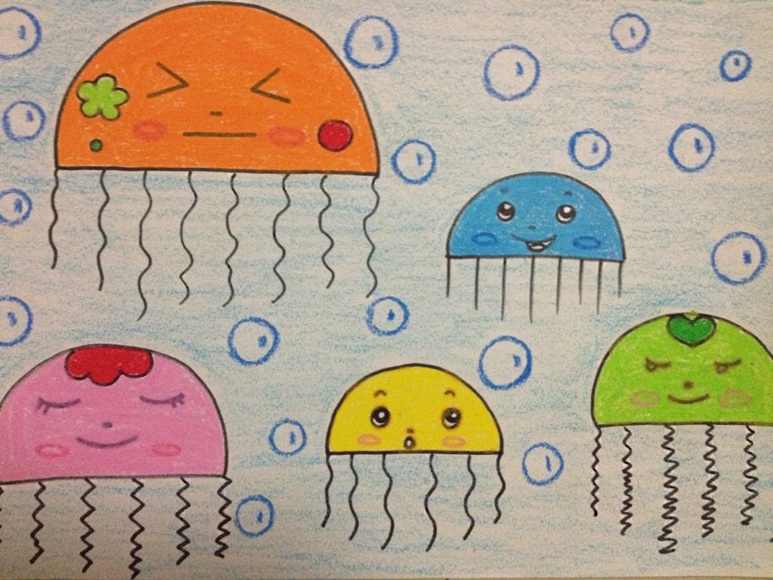 儿童画创意画8-10岁女孩马克笔,儿童创意儿童画4-6岁鲨鱼吃小鱼