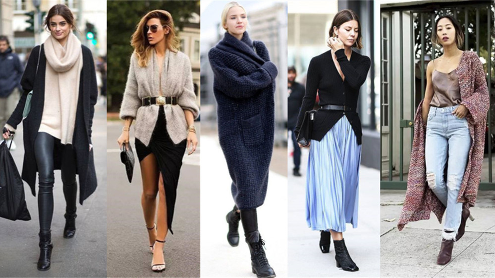 针织开衫搭配连衣裙的叠穿方法,短款浅驼色针织开衫冬季叠穿