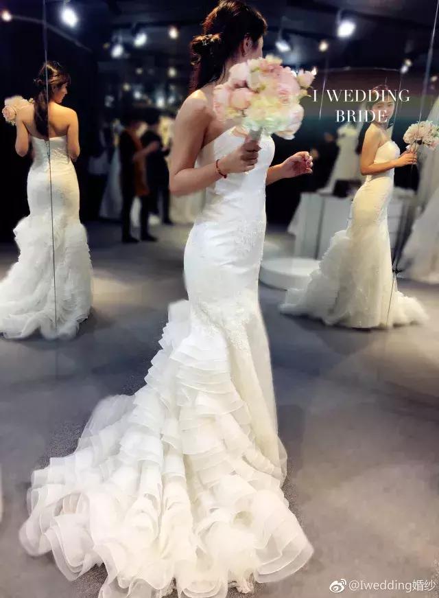 大码拖尾显瘦重工长袖婚纱,显瘦拖尾蛋糕裙