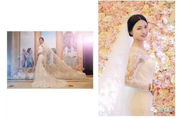 大码拖尾显瘦重工长袖婚纱,显瘦拖尾蛋糕裙