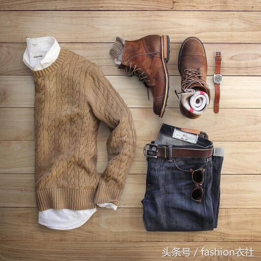 男生毛衣搭配商务,卡其色毛衣搭配男生
