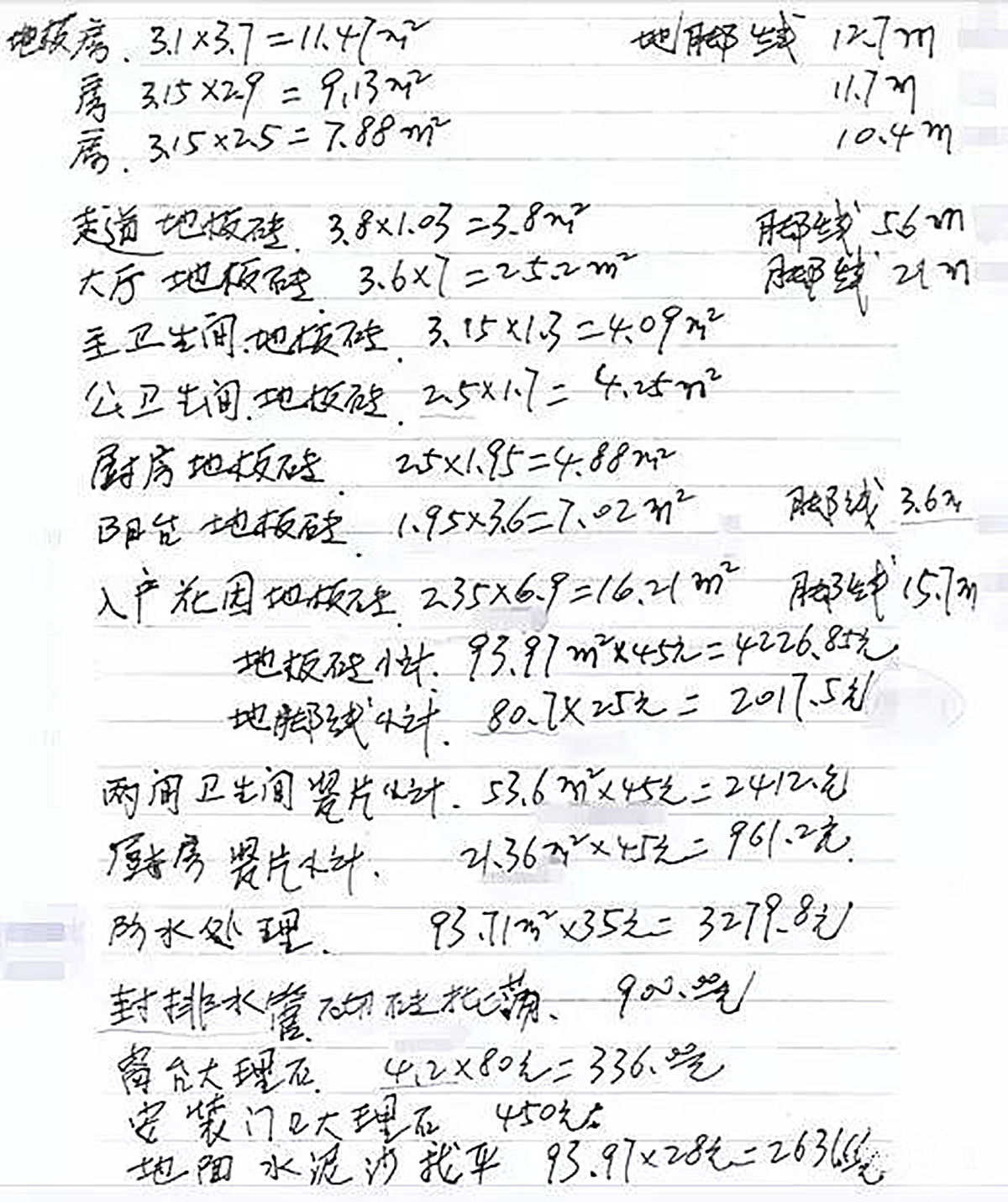 工程瓦工清包报价,瓷砖铺贴是如何按照平米收费的