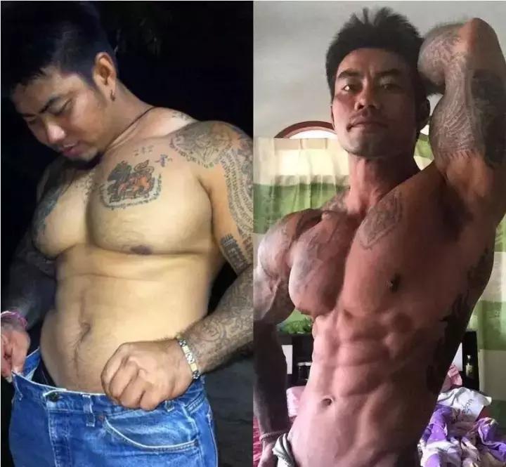 健美运动员停止健身一年后的样子,健美运动员减脂前后对比照