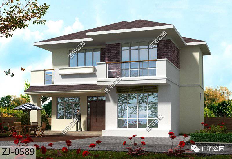 13*7米二层别墅,开间13米进深10米的二层半别墅