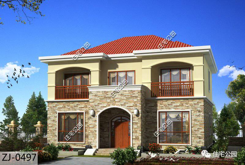 13*7米二层别墅,开间13米进深10米的二层半别墅