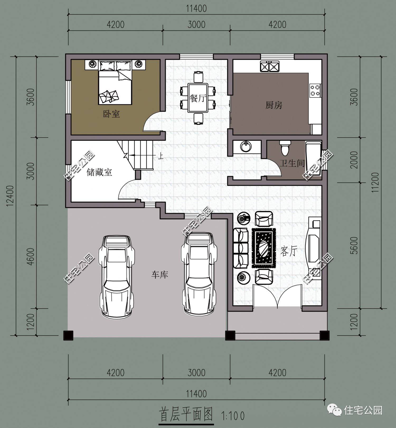 13*7米二层别墅,开间13米进深10米的二层半别墅