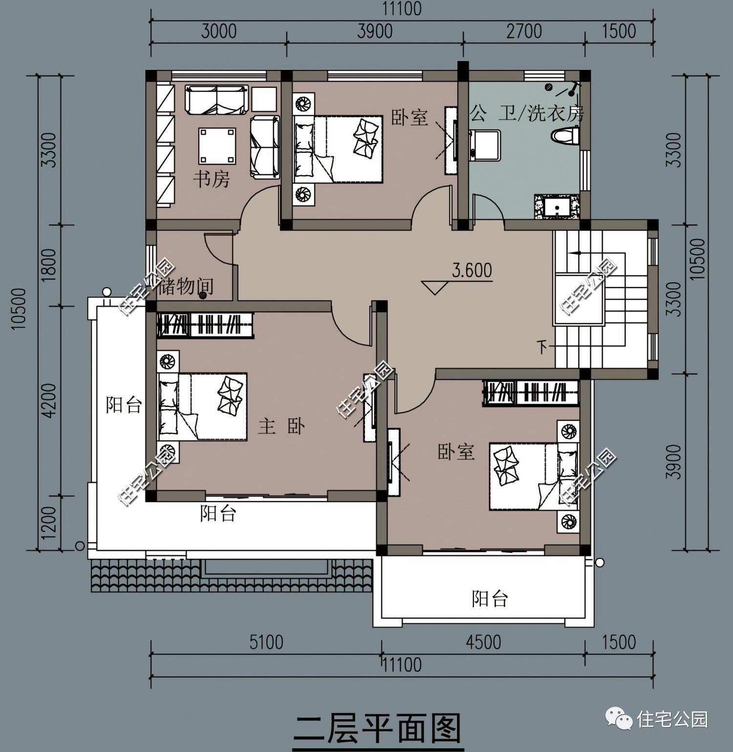 13*7米二层别墅,开间13米进深10米的二层半别墅