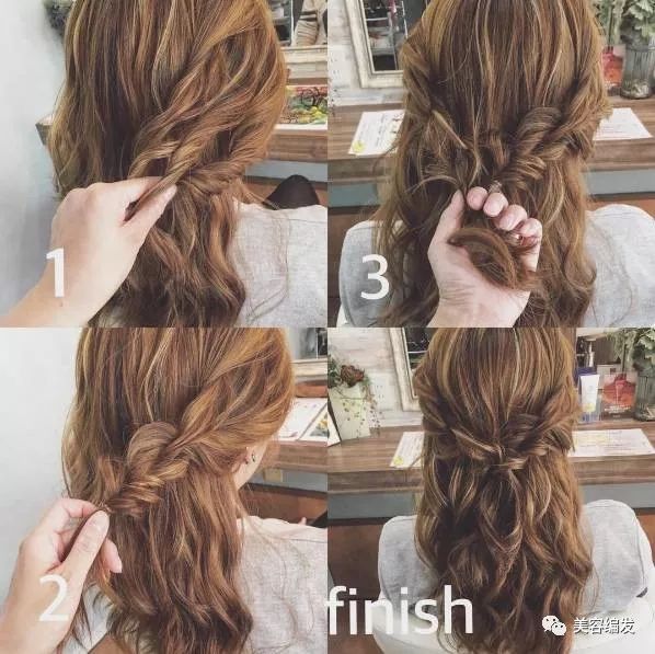 1分钟速成5步唯美森女编发,韩式斜刘海编发图解