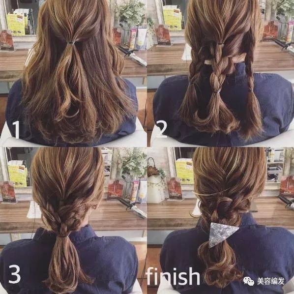 1分钟速成5步唯美森女编发,韩式斜刘海编发图解