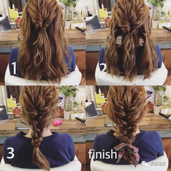 1分钟速成5步唯美森女编发,韩式斜刘海编发图解